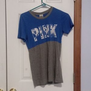 Pink blue and gray t shirt